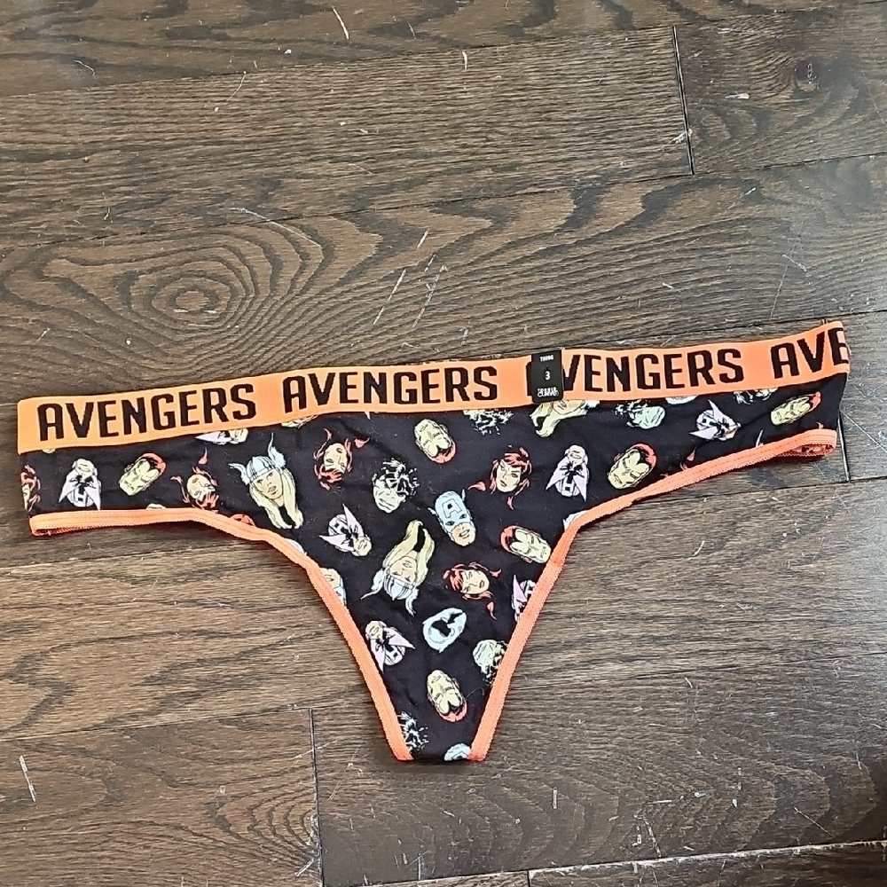 torrid Avengers Black & Orange Superhero Thong Panty